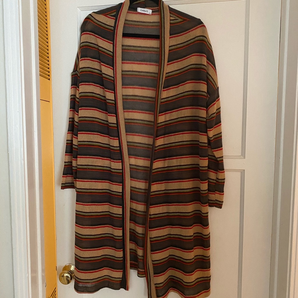 Thin knit long cardigan